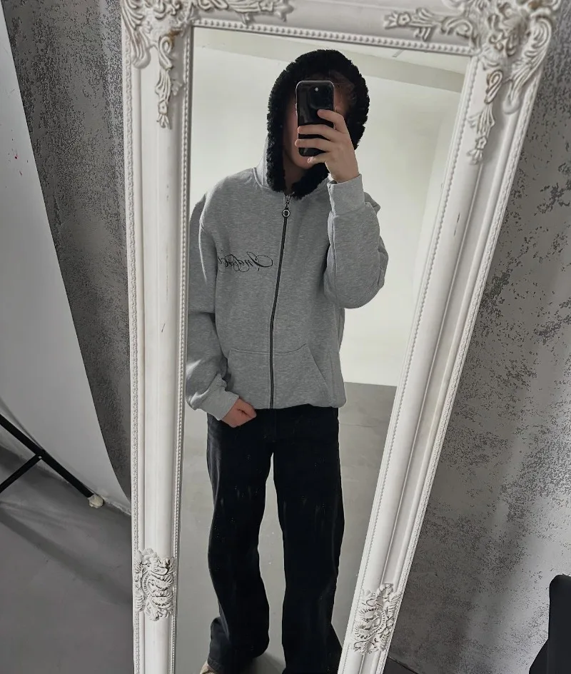 

Y2K Gothic European American retro punk hip-hop English letter men sweatshirts Trendy Harajuku High Street hoodie