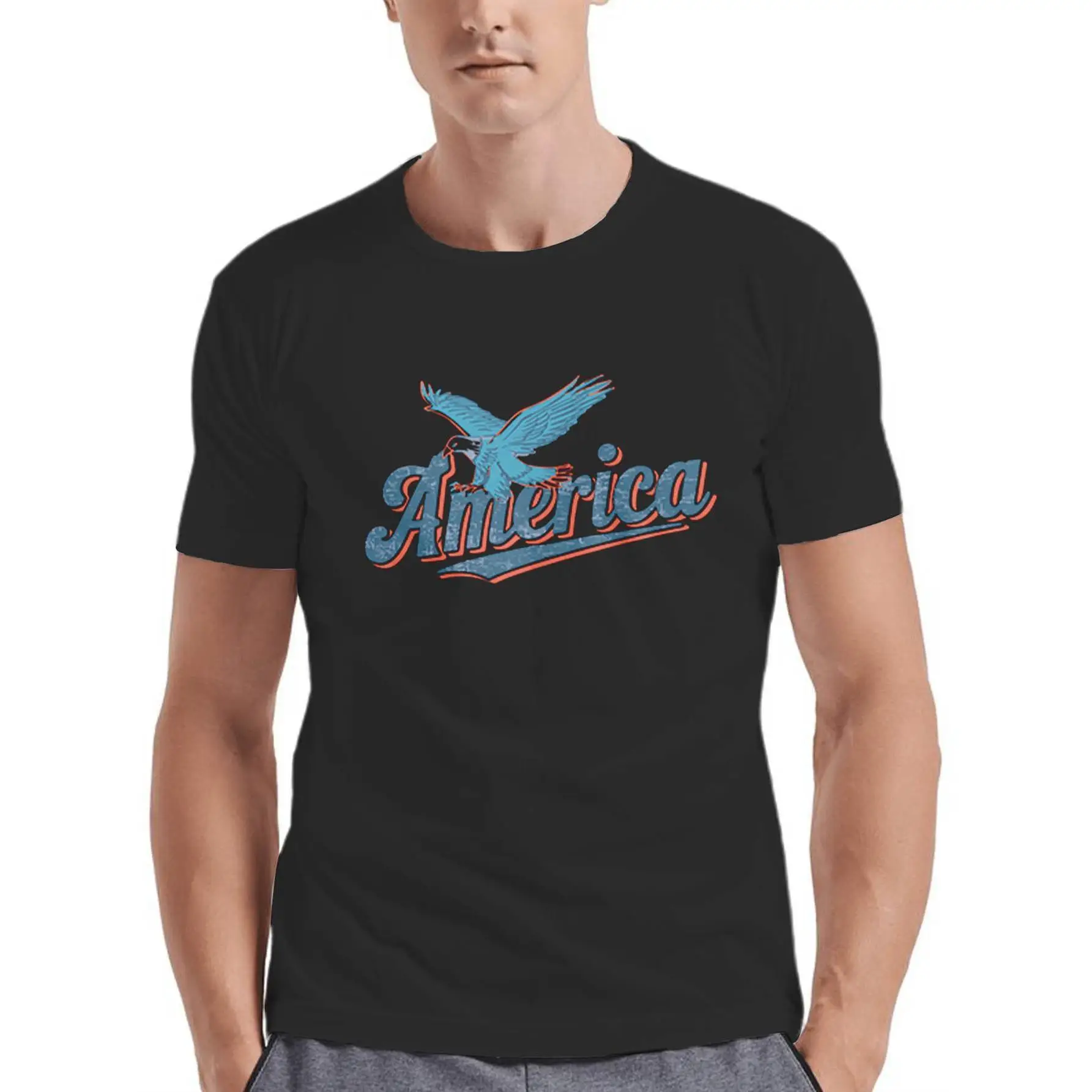 

Unisex Vintage America T-shirt, Patriotic Bald Eagle Graphic Tee, Retro USA Pride Casual Short Sleeve Top