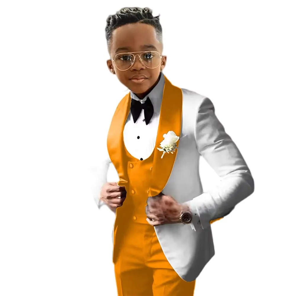 Immagine 6: Nuovo Completo da Bambino 3 Pezzi Slim Fit per Esibizioni di Pianoforte, Blazer con Risvolto a Scialle, Set Abito da Bambino per Banchetti e Feste, Taglie Forti