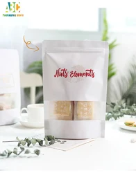 White Kraft Paper Bag,Frosted Window,Waterproof,Nut,Biscuit,Food,Packaging Bags,Custom Logo, Best Selling