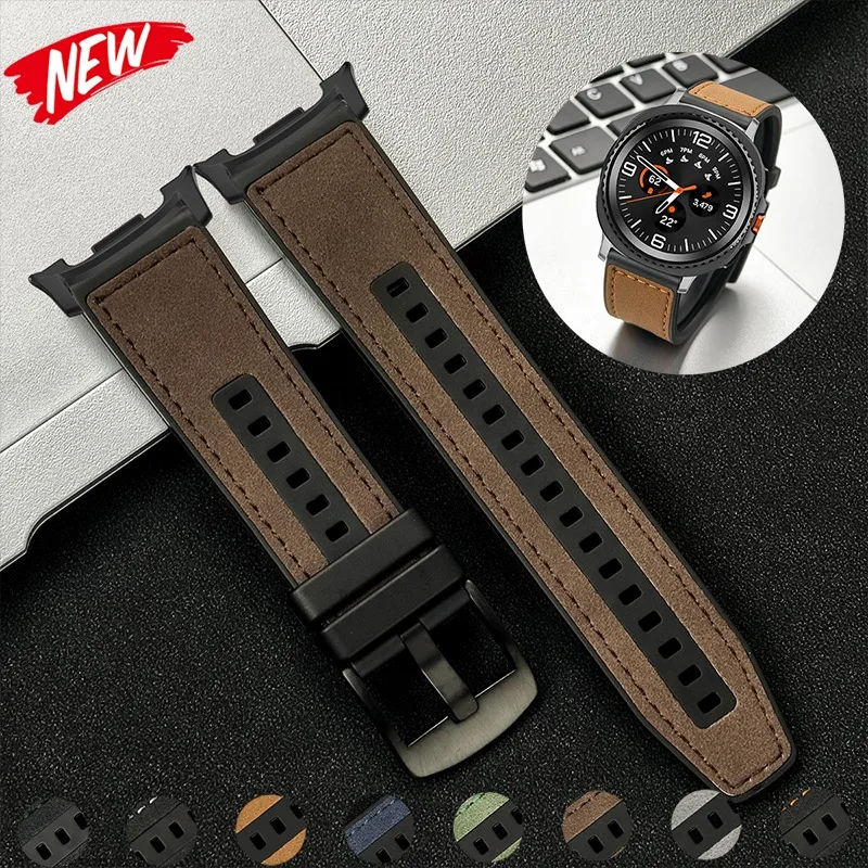 Silikon-Lederarmband für Samsung Galaxy Watch 8/8 Classic 46 mm Business-Band für Galaxy Watch Ultra 2025/7 47 mm Sportarmband