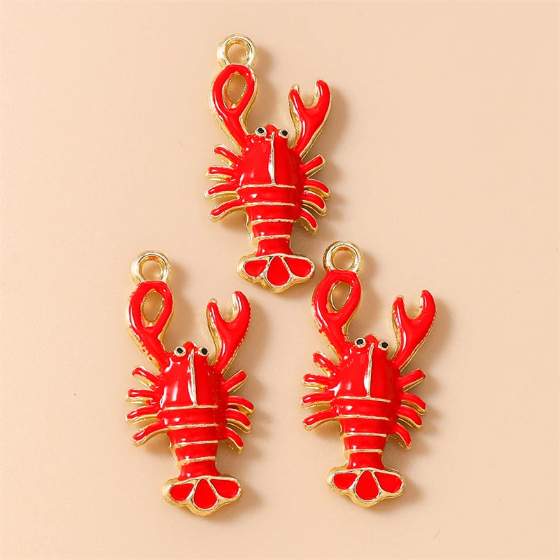 20 Stück 19x25mm Niedliche Meerestier-Anhänger Emaille-Hummel-Charms für Ohrringe Halsketten DIY Handgemachtes Kunsthandwerk Schmuckherstellung – Detail 5