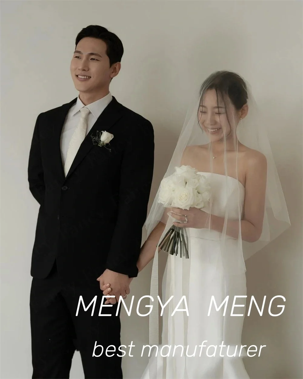 2025 Customized Elegant Strapless Mermaid Wedding Dress Korea ID Photo Shoot Satin Bridal Gown Garden Evening Party Dresses