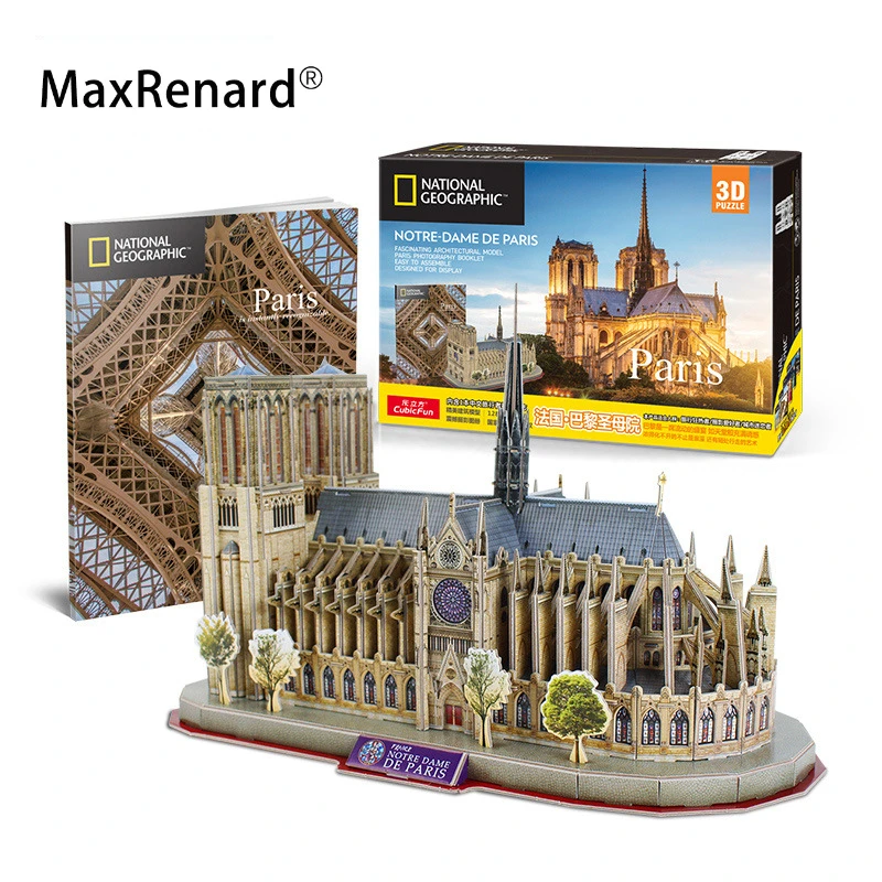 MaxRenard 3D Stereo Puzzle Paper DIY Assemble Model Notre Dame Cathedral Toys for Kids Adult Festival Gift Home Decoration