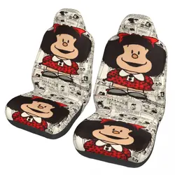 Anime Mafalda Universal Auto Car Seat Covers Fit Any Truck Van RV SUV Customized Cartoon Bucket Seat Protector Cover 2 Pieces