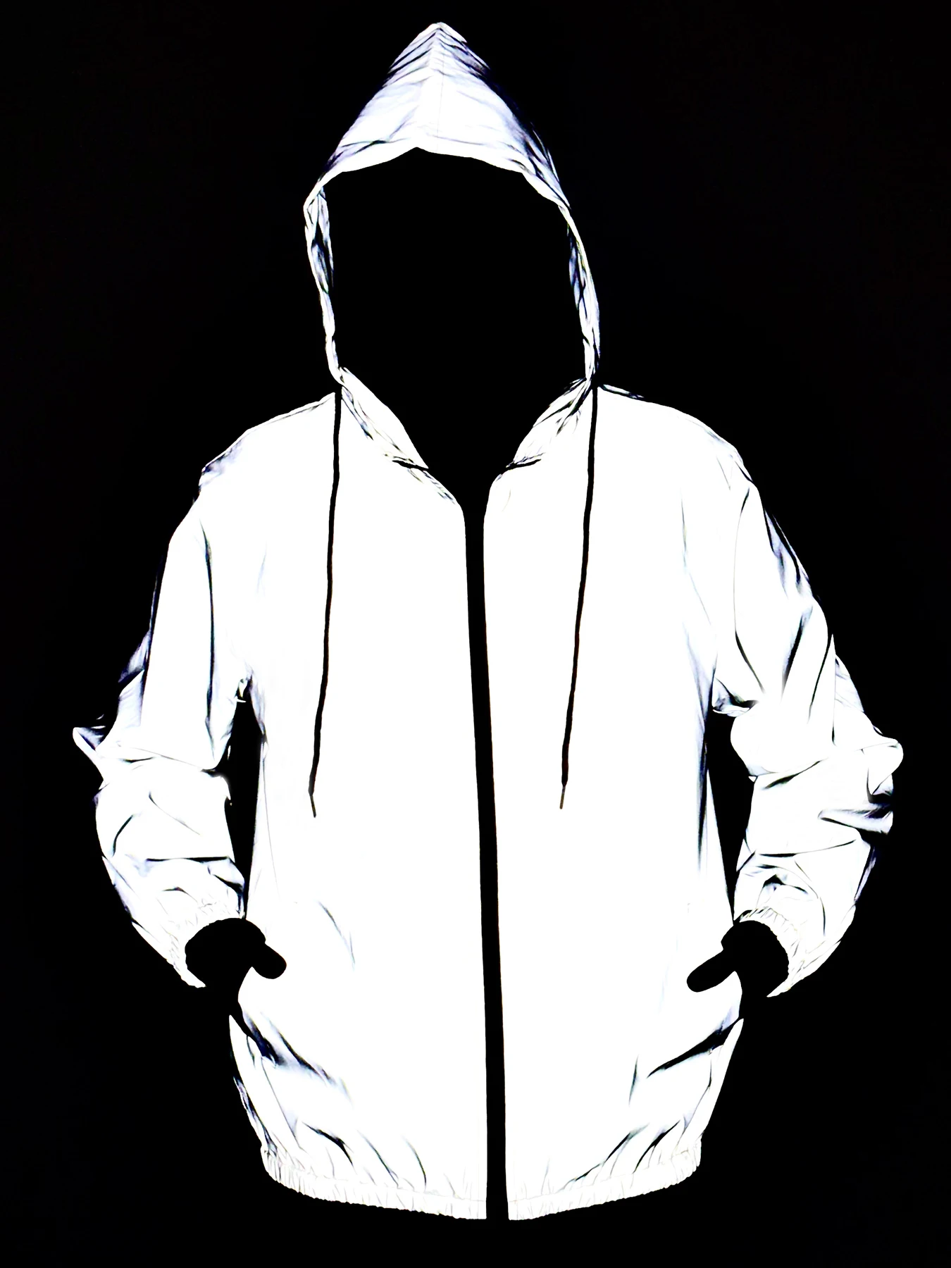 

Men's Clothing Loose Reflection Jacket New Fashion Outdoor Casual Hooded Night Cycling Coat Jogging Male Jackets
