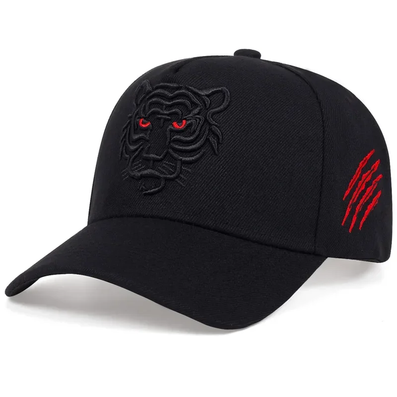Leisure Trucker Caps Unisex Snapback HatsNew Cotton Black Tiger Embroidery Baseball Cap Men Women Hip Hop Hat Summ