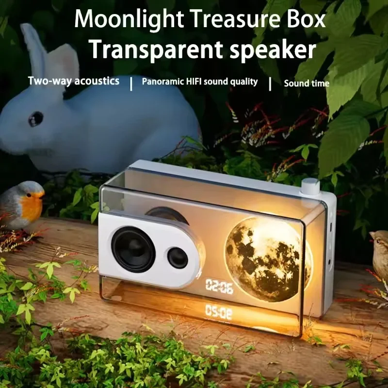 Wireless BT 5.3 Caxia De Som Bluetooth Speaker Moonlight Treasure Box Transparent Led Moon Light Loudspeaker for Indoor Outdoors