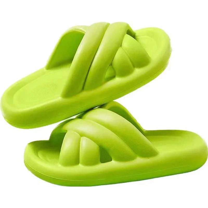 Home Soft Sole Pillow Slides for Women Summer 2023 Fashion Thick Platform Cloud Slippers Woman Flat Non Slip Flip Flops Sandals