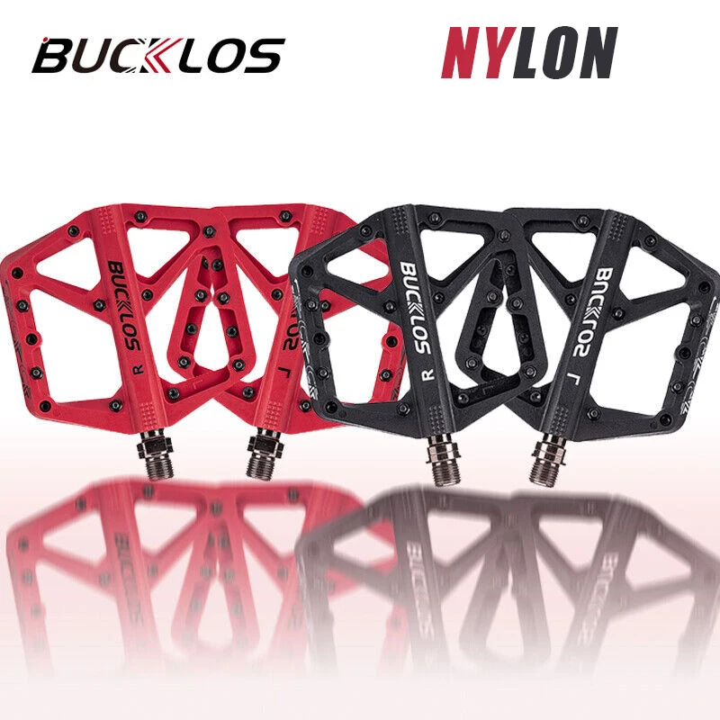 

BUCKLOS Bicycle Pedals Seal Bearings Road Mountain Bike Pedal Wide Flatform Nylon Cycling Pedal Ultralight MTB Pedals