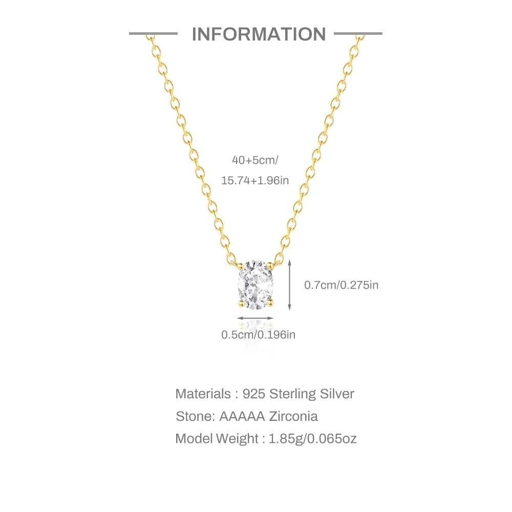 روكسي 925 فضة فاخر البيضاوي/قطرة الماء دلاية من حجر الزركون قلادة للنساء 18K الذهب سلسلة الترقوة مجوهرات حفلات الزفاف