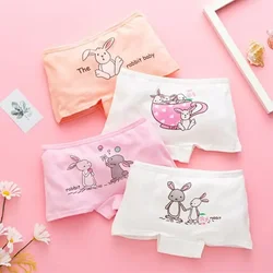 4PC Kids Girls Panties Cotton Underwear Boxer Soft Underpants Florals Cartoon Boxer