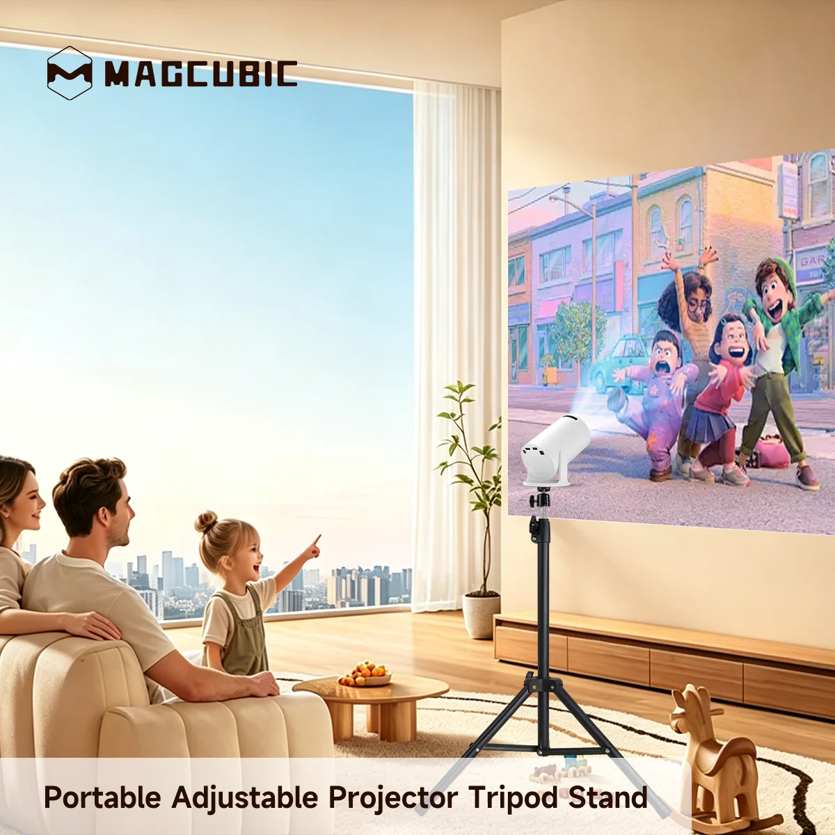 magcubic-伸縮式ユニバーサルポータブルブラケット-12m-ミニプロジェクター用トラベル三脚スタンド-スマートフォンマウント付き