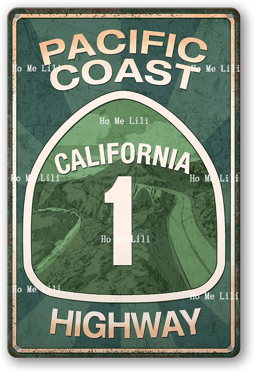 Vintage Metal Tin Sign Pacific Coast Highway Signs California Decor Abbey Street Road Sign Surf Tin Signs Summer Travel Gift