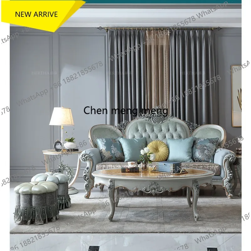 A182 Court French flannel sofa combination high-end first-layer cowhide European leather luxury