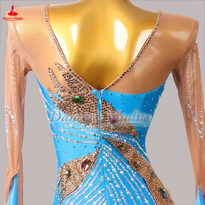 De professionele kleding voor kampioenschap van sociale dansen, inclusief borstkussens en leggings uit één stuk, volwassen vrouwen, walsdoek op maat