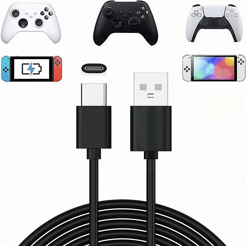 10PCS 3m Type-C USB Charging Power Cable for SWITCH for PS5 controller USB Charge Cables for Xbox Series S handle cord