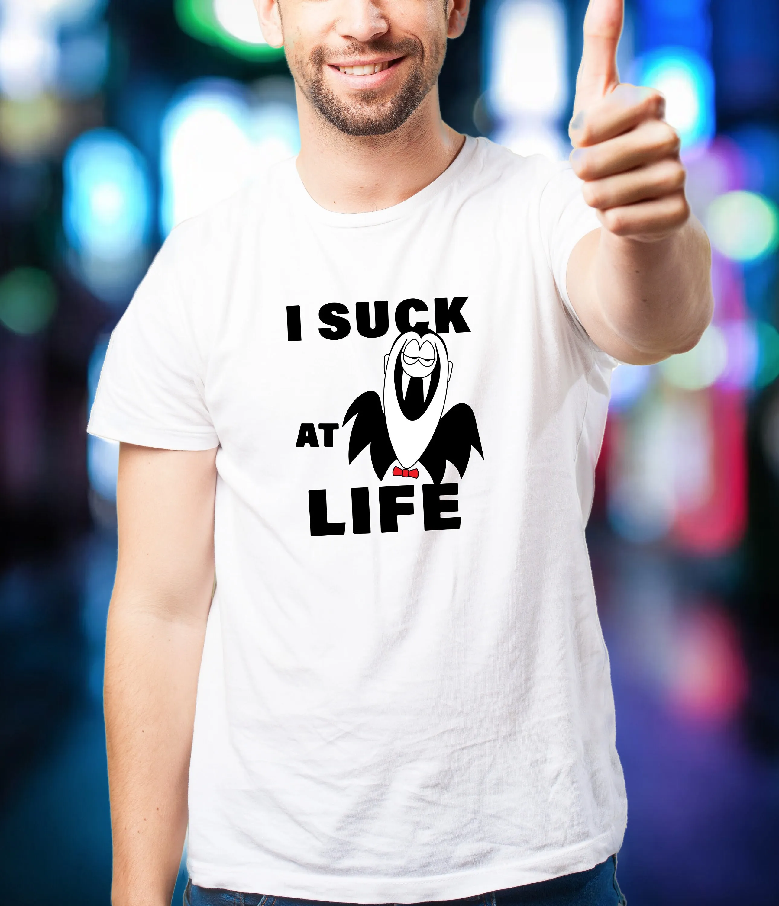 I Suck At Life Funny Dracula Vampire Halloween T Shirt for Him Trick or Treat Tops Her Witch All Hallows Eve Shirtns