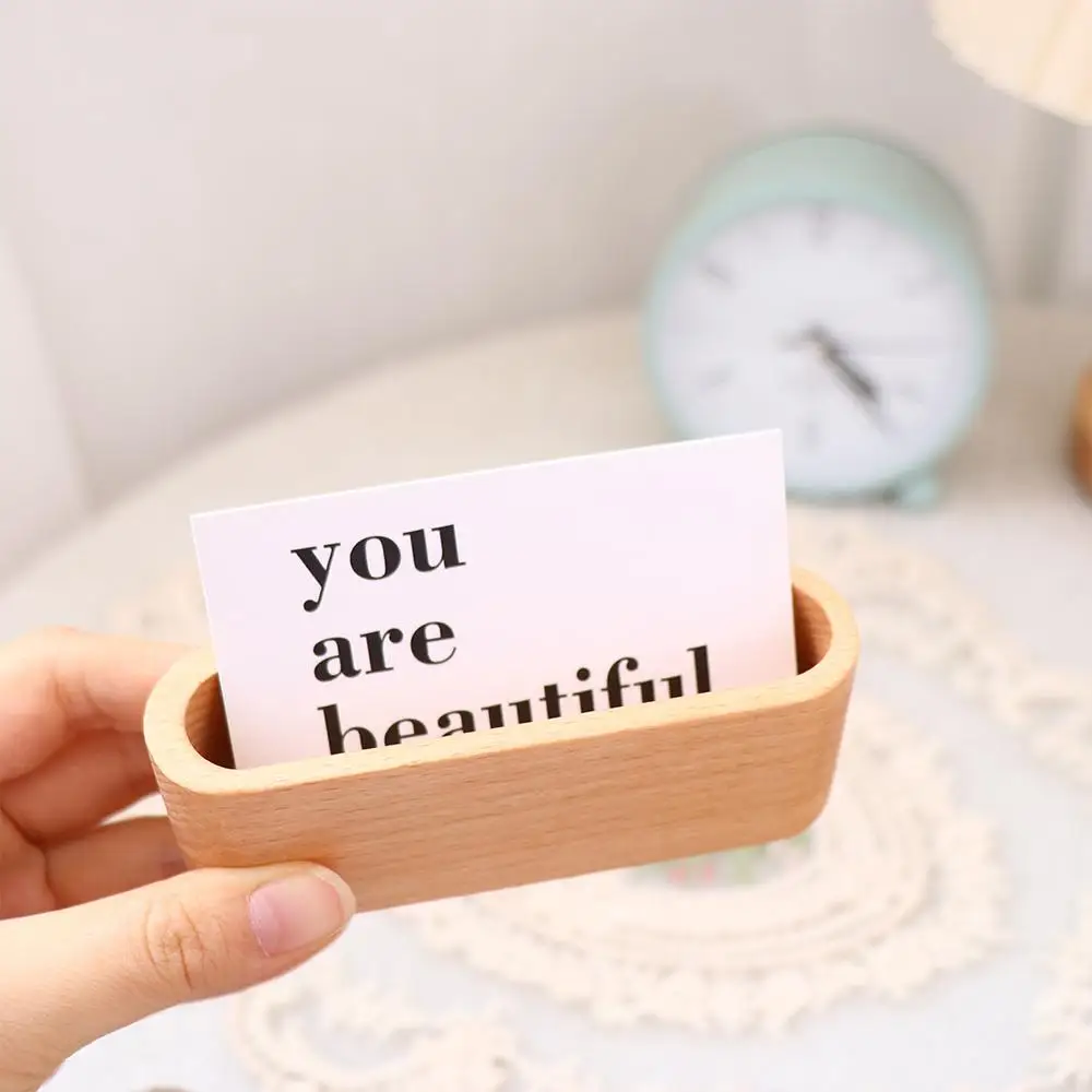 Stationery Display Device Desktop Storage Wooden Business Card Holders Card Organizer Cards Stander Cards Holder