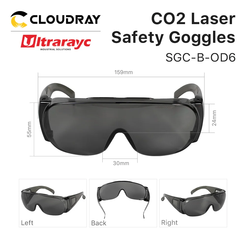 Ultrarayc-Lunettes laser de taille moyenne 10,6 um, type B, lunettes de protection, bouclier, lunettes de protection pour la coupe et la gravure au CO2