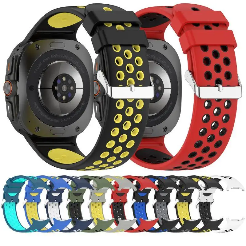 Silicone Bicolor Strap For Galaxy watch Ultra 47mm Sports Silicone Strap Bracelet For Samsung Galaxy Ultra Watchband Accessories