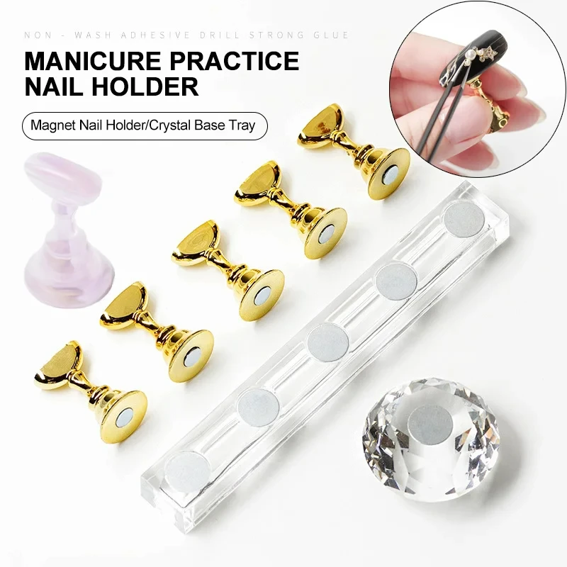 

Magnetic Nail Holder Practice Display Stand False Nail Tip Practice Stand Crystal Base Holder Nail Art Display Manicure Tools