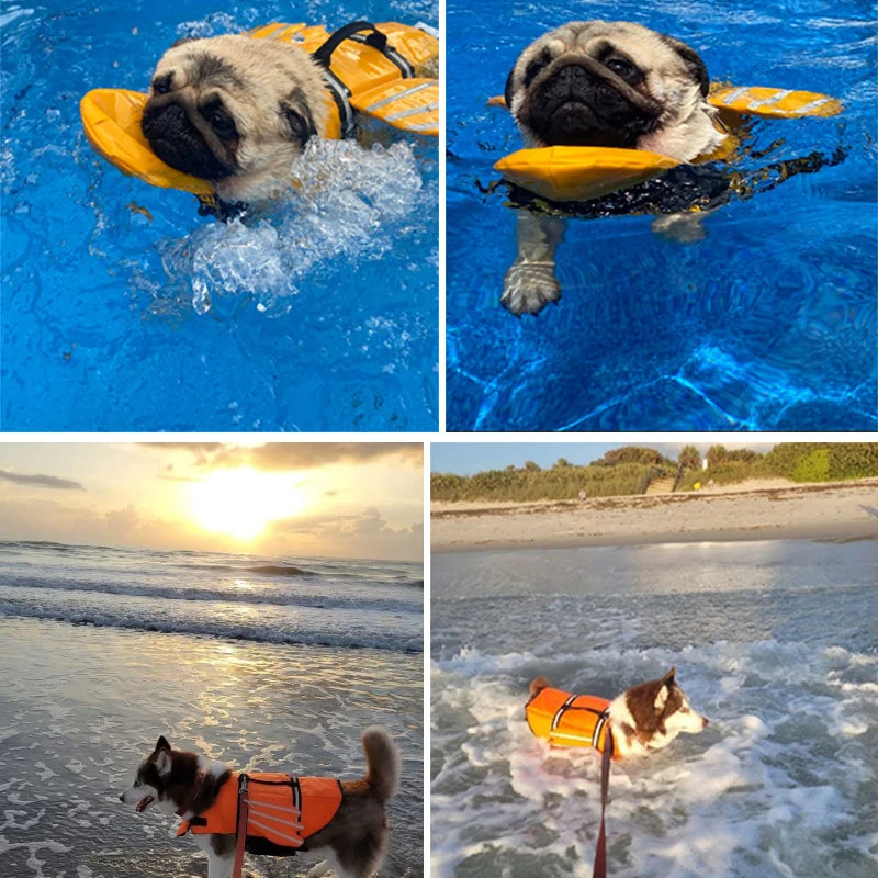 Dog Life Jacket Reflective Adjustable Summer Large Dogs Swimwear Safety Vest Surfing Sailboat Enhanced Buoyancy Pet Life Jacket view 5