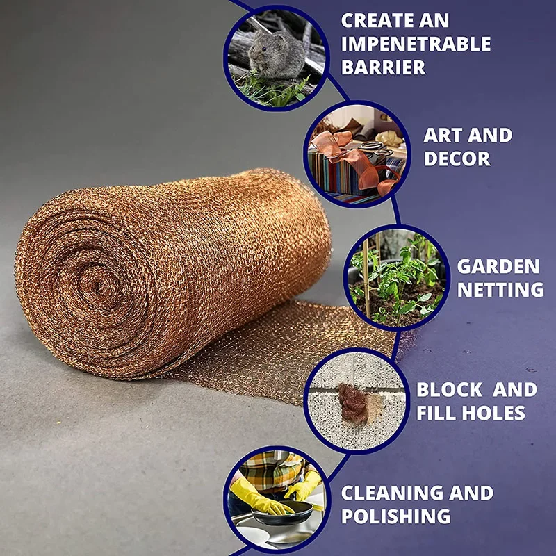 3/4m Signal Shielding Net Anti-Snail Copper Wire Net Pest & Rodent Net Mesh Exquisite Copper Decor Artworks Cleaning Tool