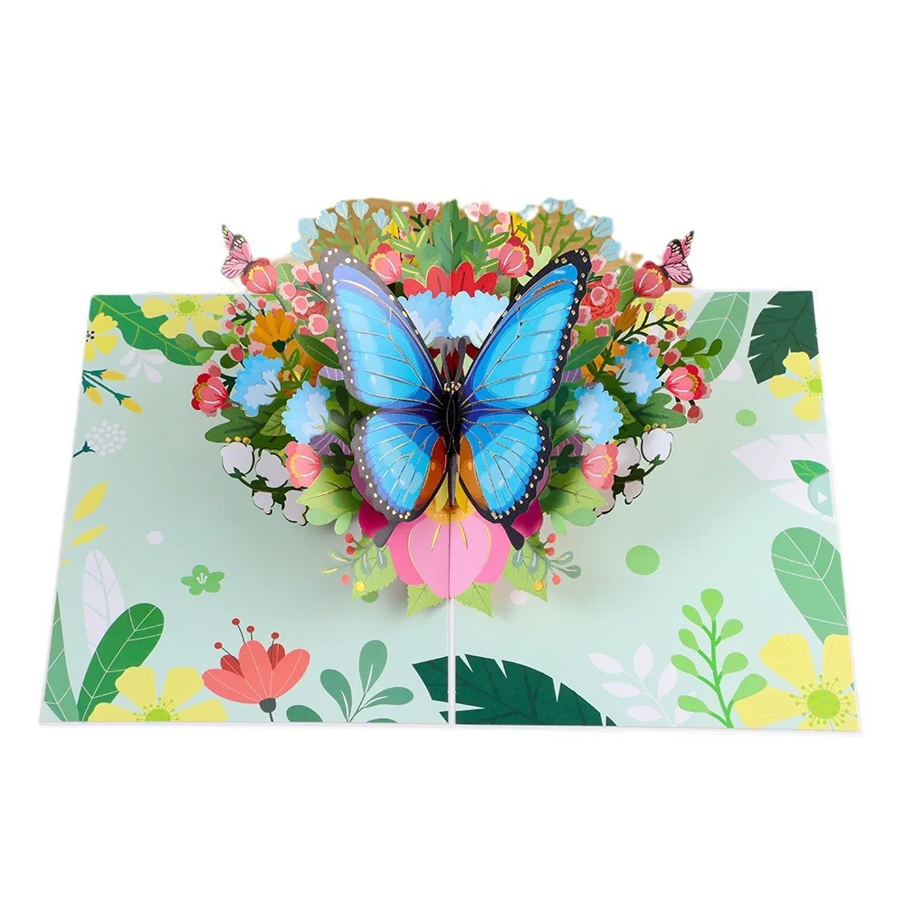 New 3D Pop-Up Cards Flowers Birthday Card Anniversary Gifts Postcard Maple Cherry Tree Wedding Invitations Congratulation Gift