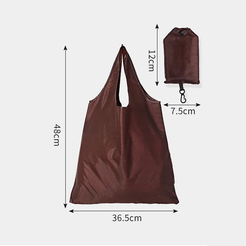 Portable Reusable Shopping Bag Oxford Washed Solid Color Grocery Purse Foldable Waterproof Ripstop Shoulder Handbag