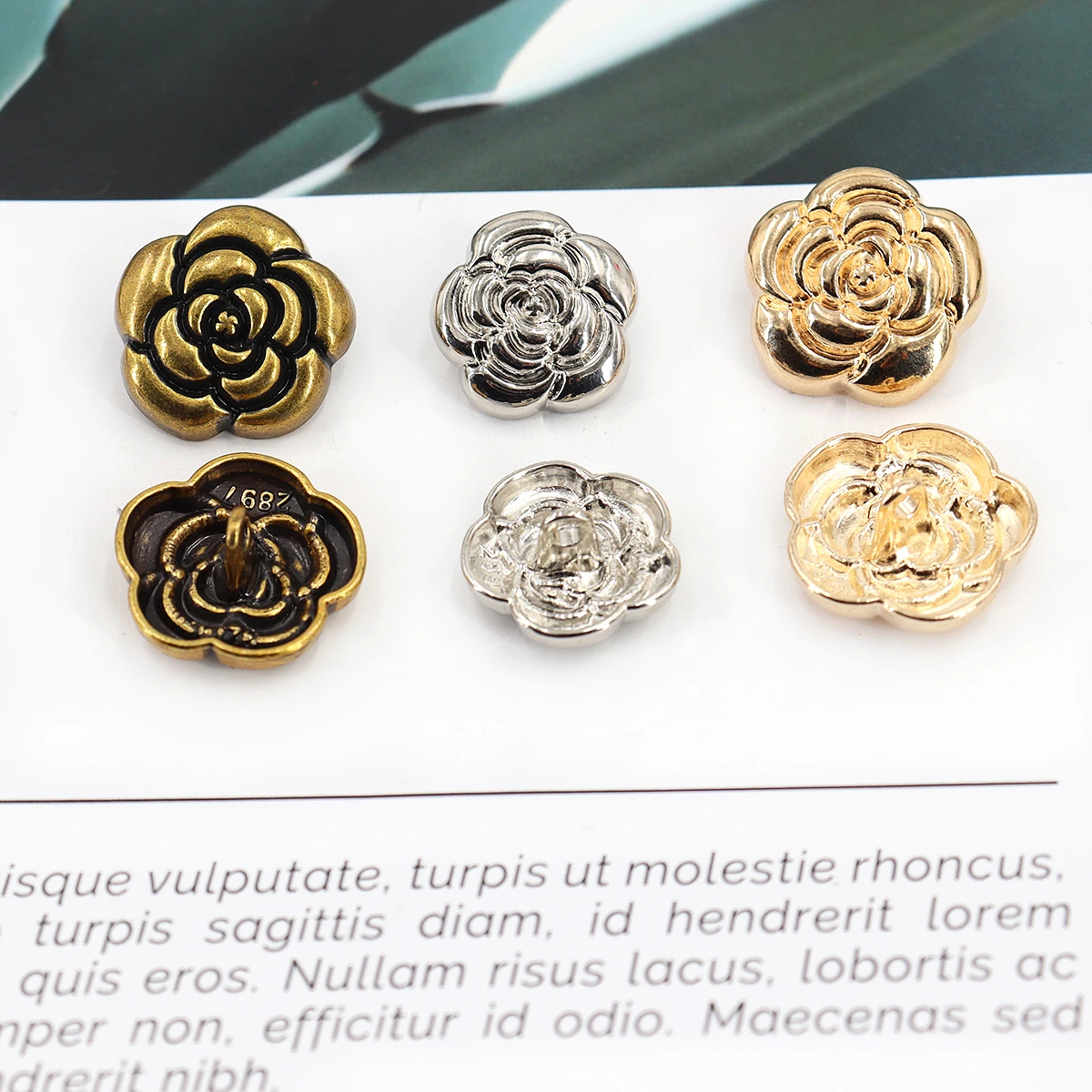 Metal Button Flowers Gold Color Glaze Sweater Coat Decoration Buttons Accessories DIY 10Pcs/Lot JS-0589