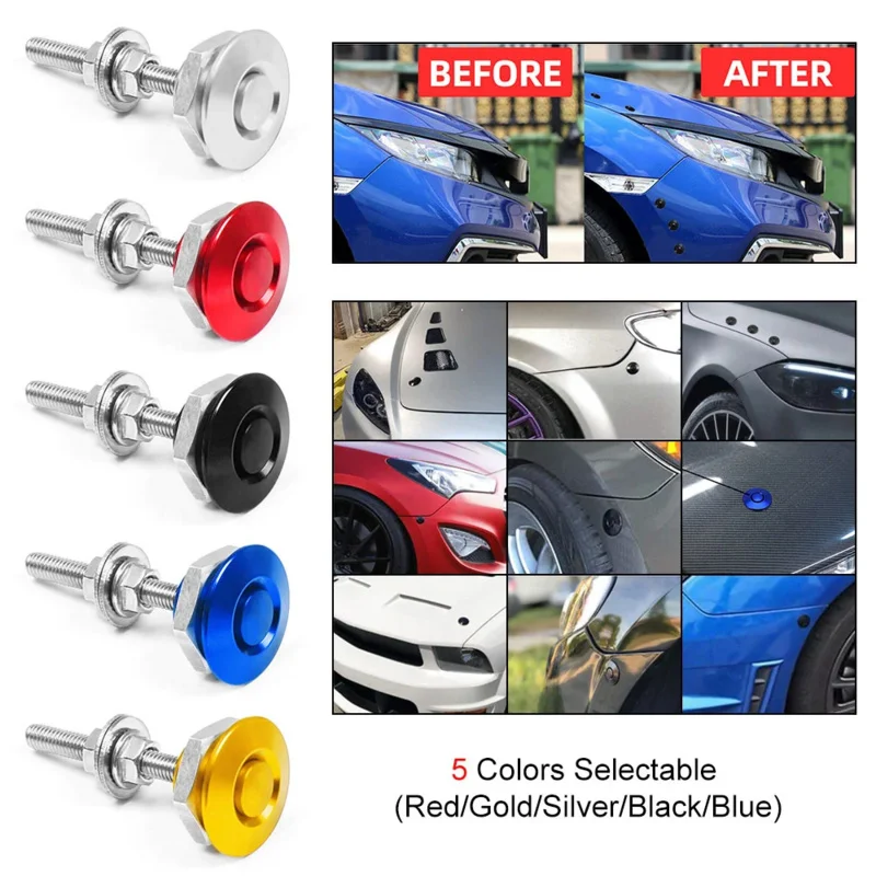

1.25" Universal Style Push Button Billet Hood Pins Lock Clip Kit For BMW ect Car Quick Pins
