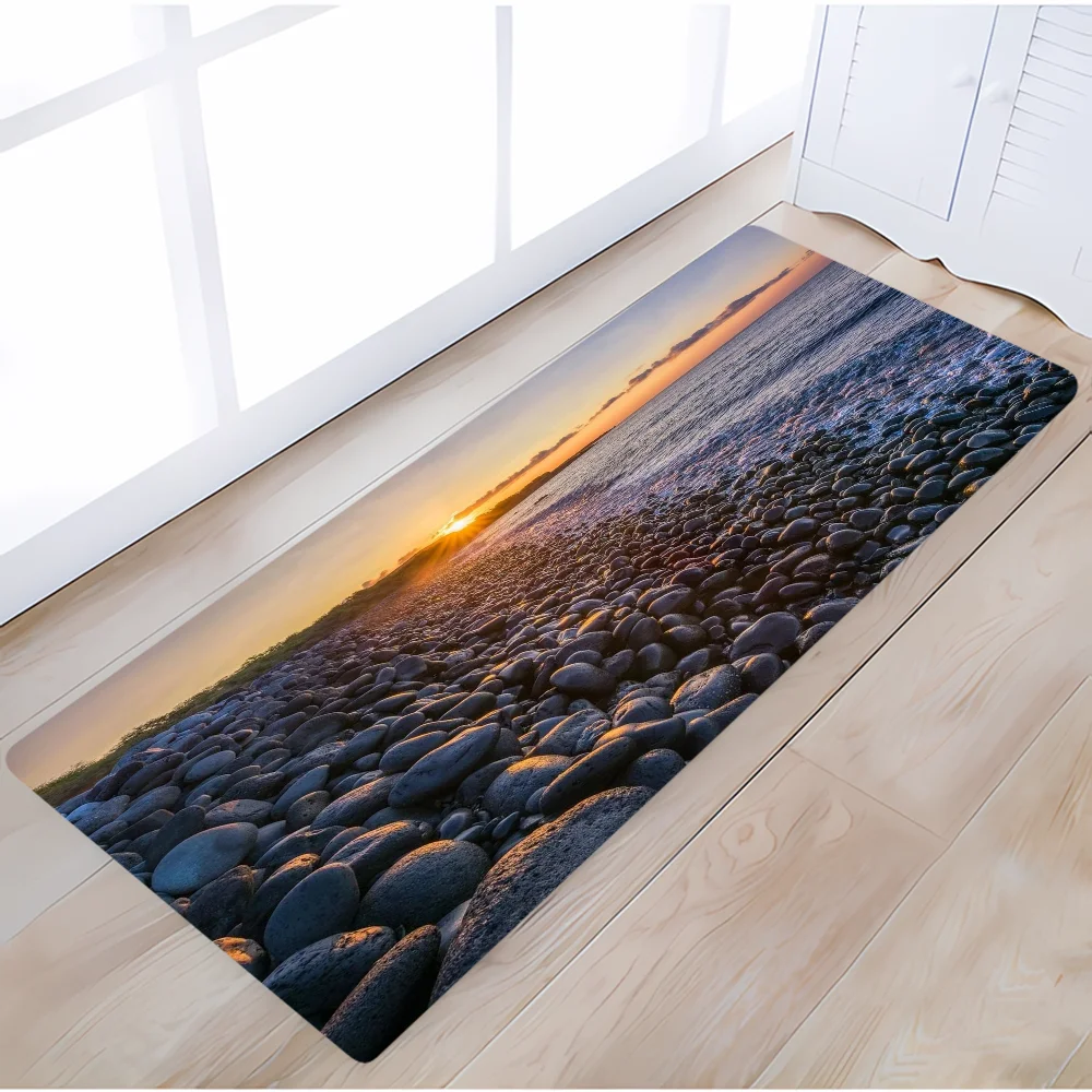 Cobblestone Beach Doormat Outdoor House Entrance Mat for Hallway on the Floor Bathroom Rug Bedrooom Carpet Welcome Offers Custom