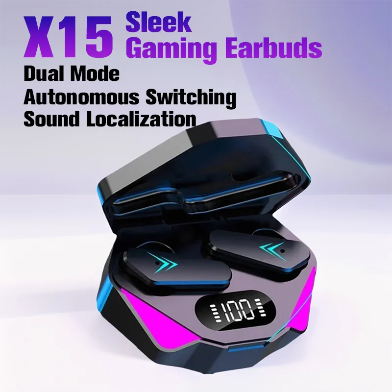 Original X15 Wireless Bluetooth Headset LED Display Gaming Earbuds with Mic Headphones Noise Cancelling Bluetooth Earphones