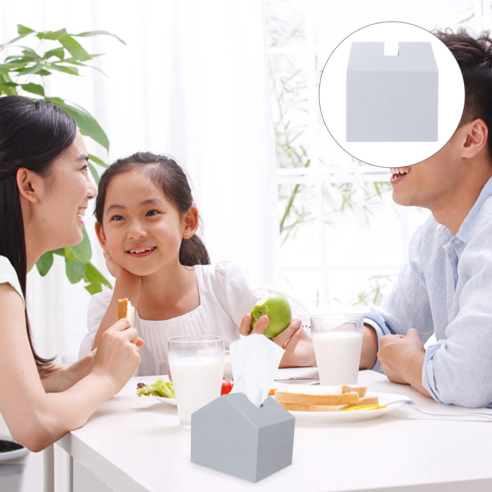 

Wooden Tissue Box Light Grey Smooth Corners H made Removable Paper Towel Case Decorative Napkin Holder Simple Design