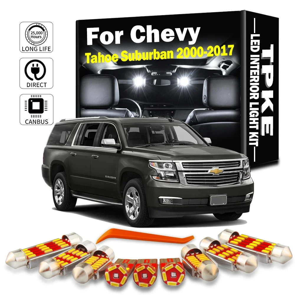 TPKE For Chevrolet Chevy Tahoe Suburban 2000-2016 2017 Car Accessories Canbus Error Free LED Interior Map Dome Reading Light Kit