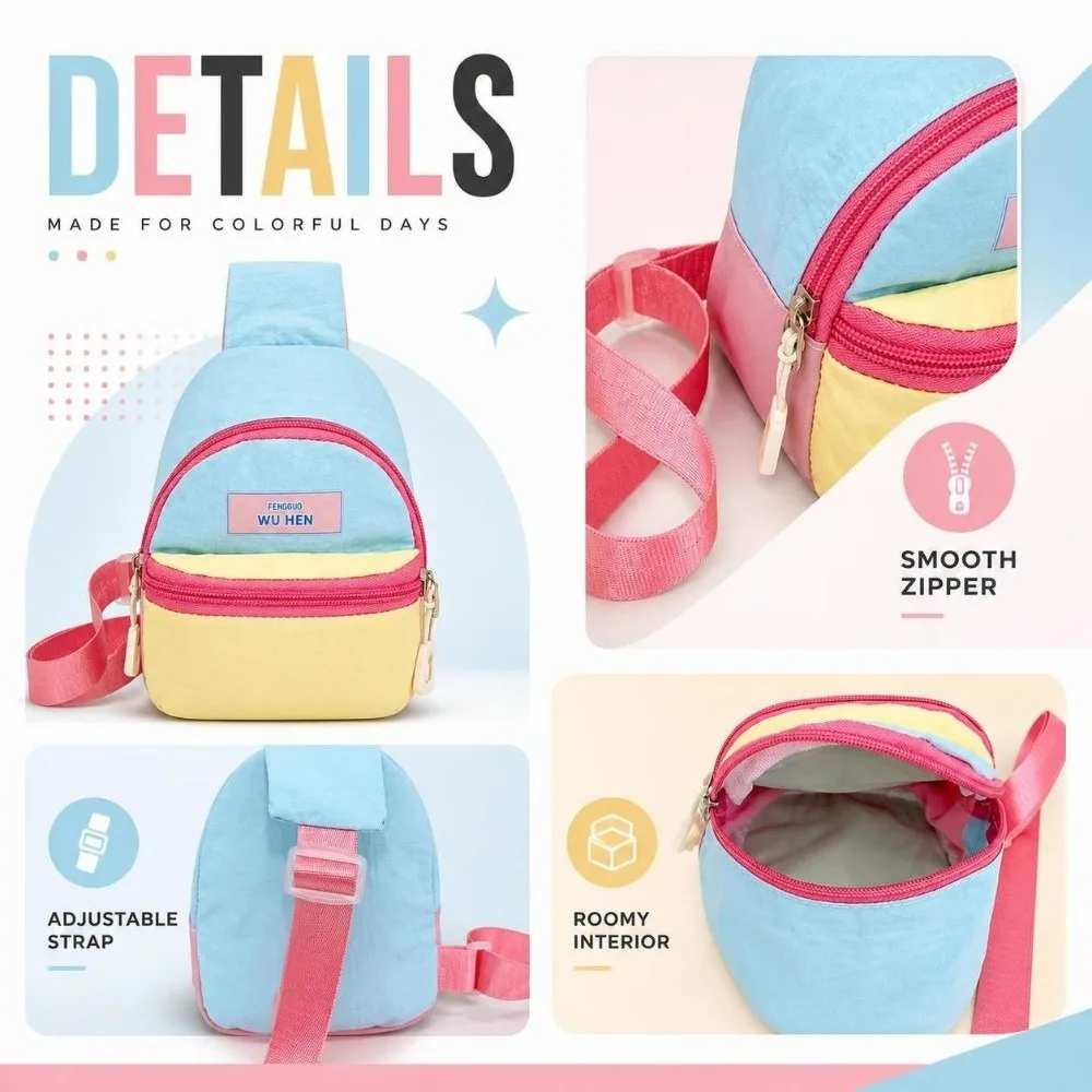 Casual Lightweight Kids Sling Bag Nylon Vibrant Children Chest Backpack Durable Wear-resistant Crossbody Sling Pack Kids-outdoor