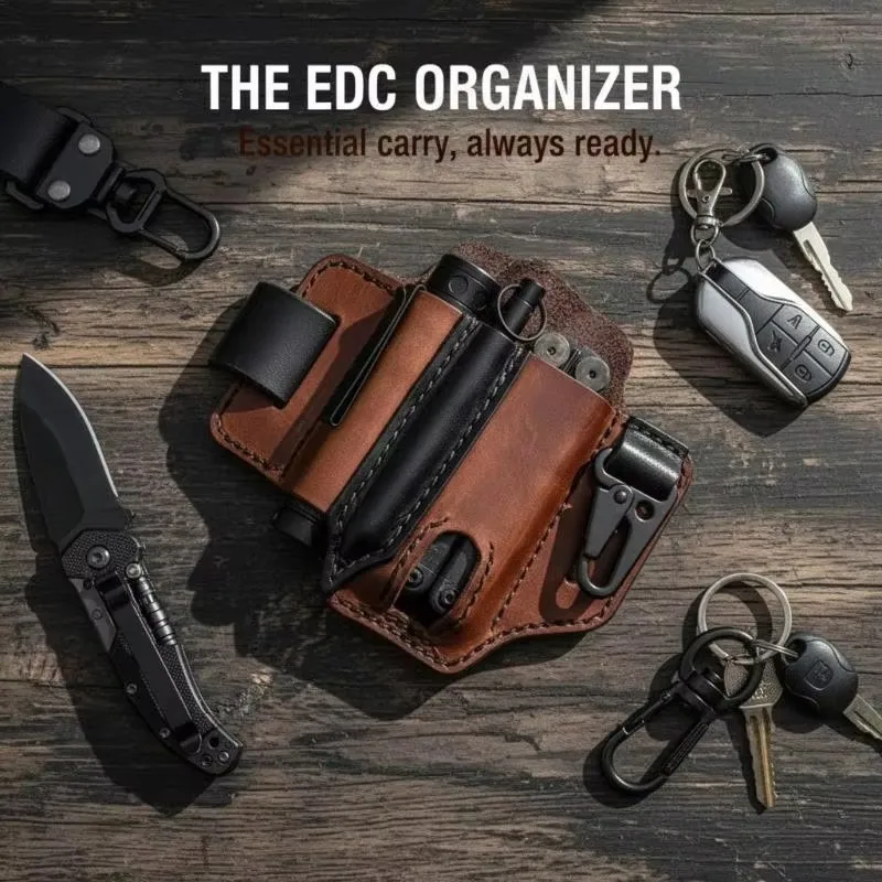 1/2Pcs Tactical Multi-functional Tool Belt Leather Bag Portable Tool Storage Bag Outdoor Camping Hunting Waist Leather Pocket