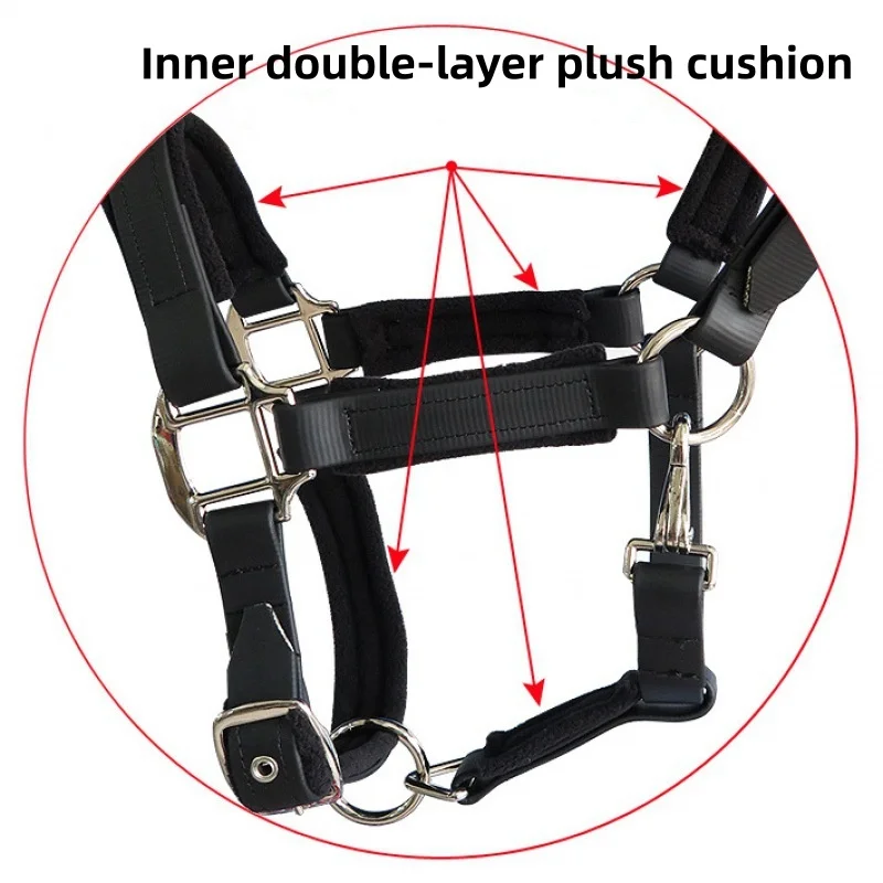 Új Lágy párnázott lovas Kötőfék Kantár PVC headstall fejét Nyakdísz lovas lovagló kiegészítők ergonomic Lakályos halters