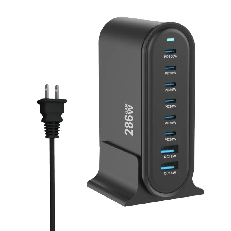 286W Desktop 8-Ports USB Type C PD Charger Fast Charge 3.0 USB Type C 100W PPS Fast Charger Mobile USB Charger