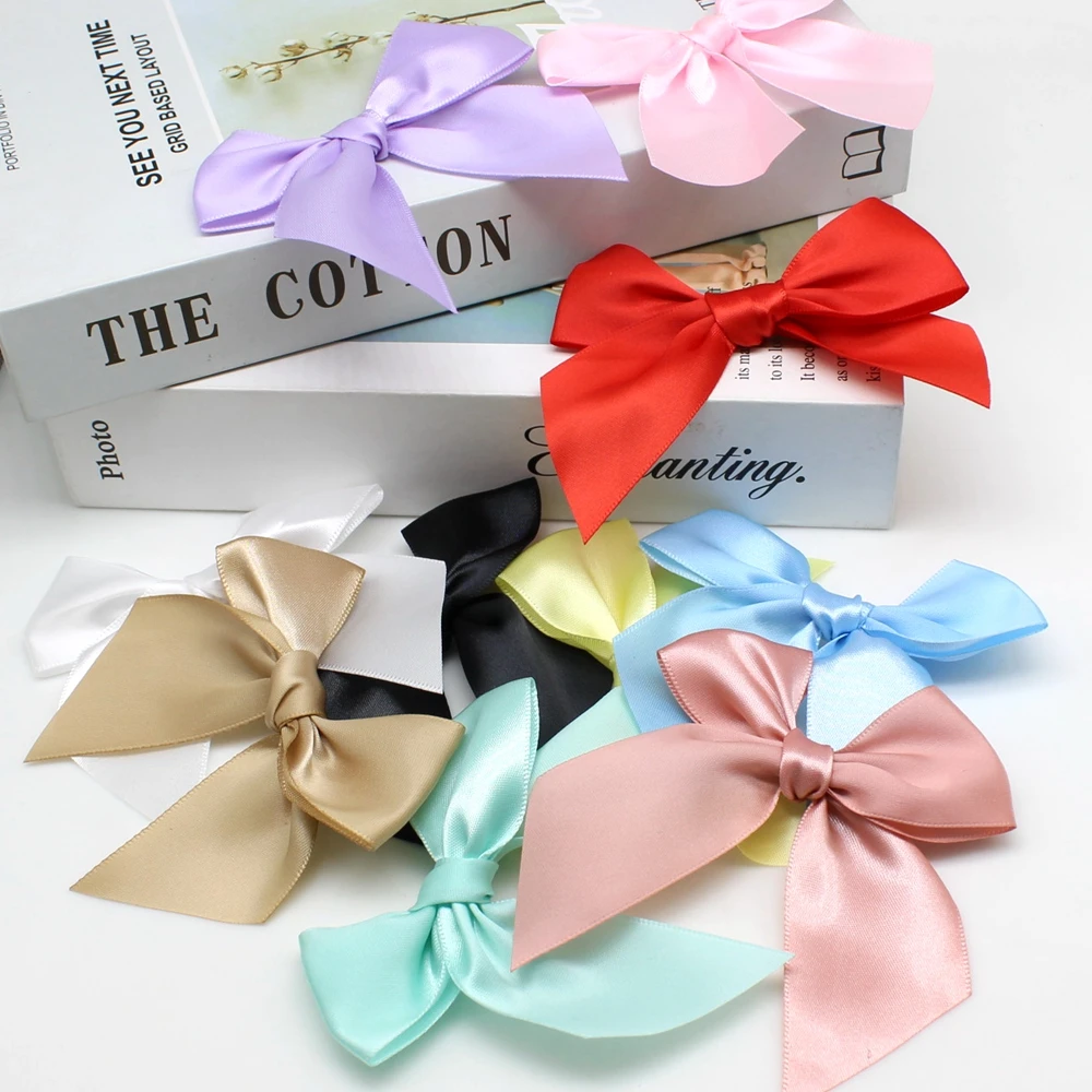 30PCS/lot 100mm Mix Color Ribbon Bows Handmade Flowers tie Sewing Accessories DIY Decoration Appliques Crafts