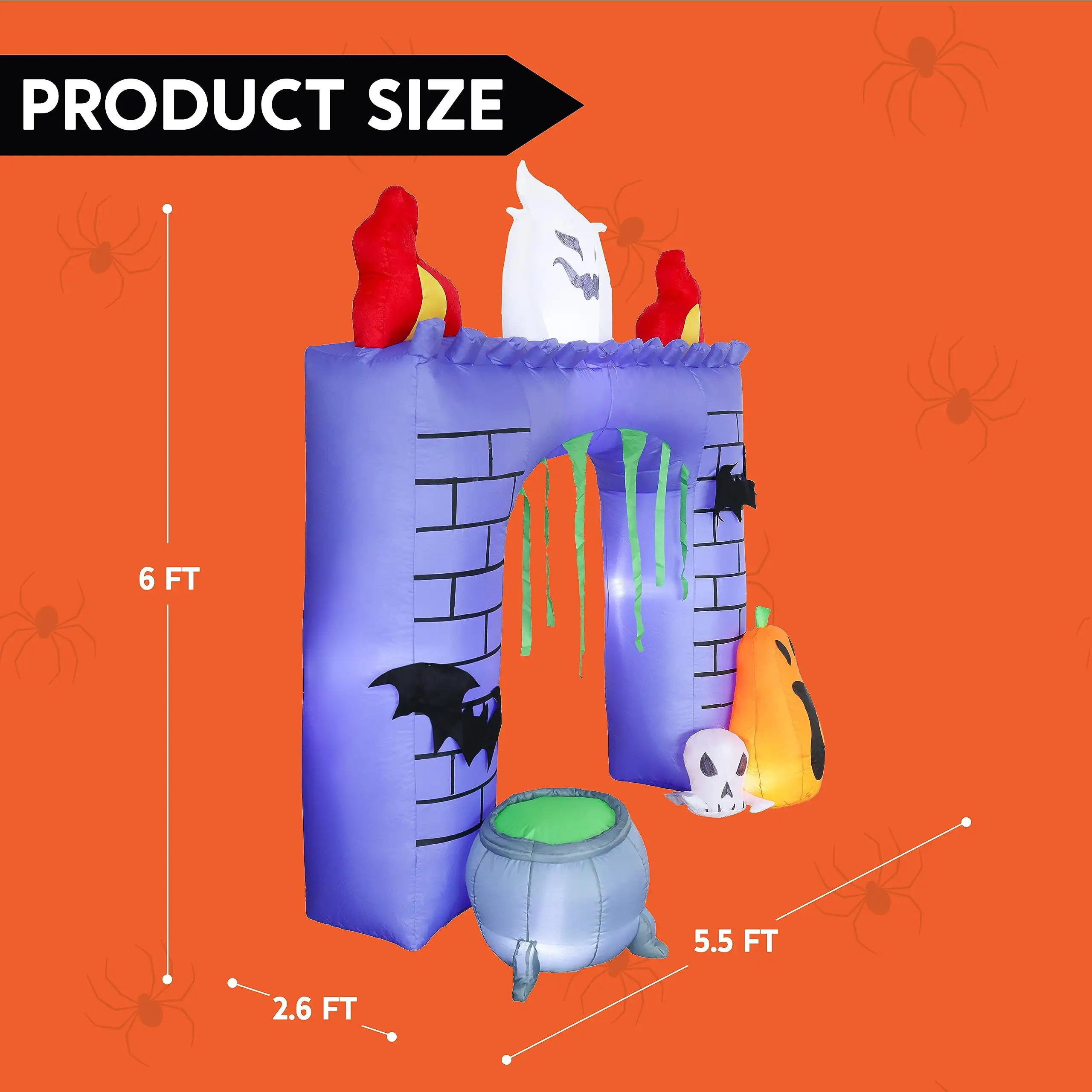 Joyfy 6 pés halloween inflável castelo assombrado decoração tronco deleite decorações do carro kit fantasma e abóbora para festa de halloween