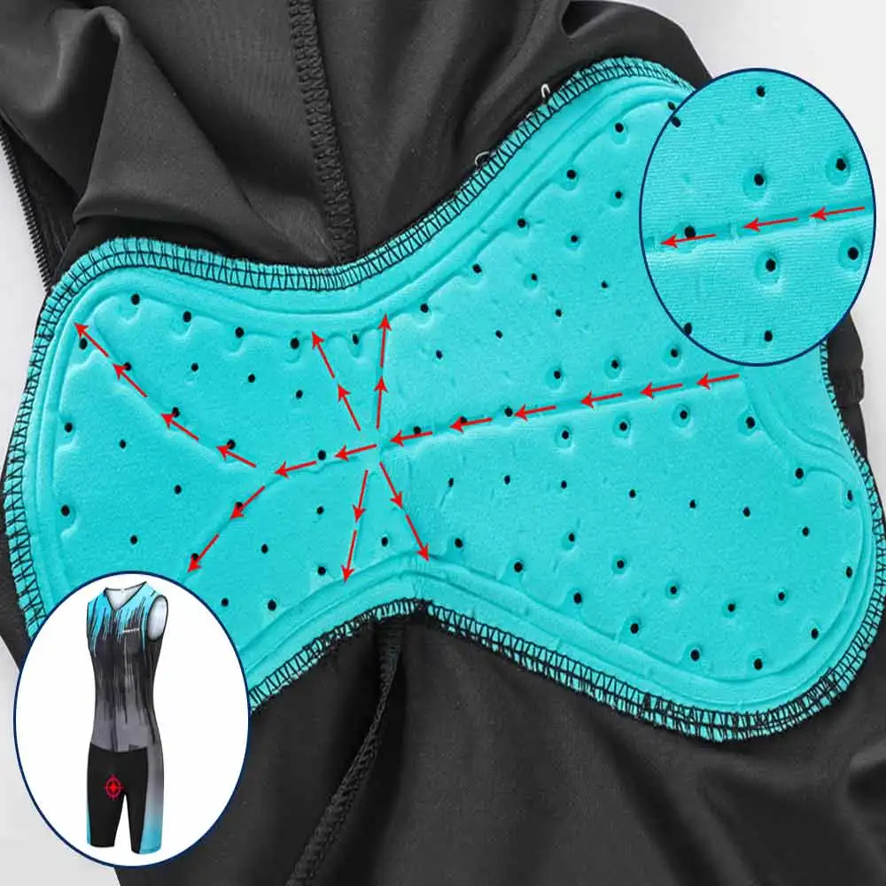 Ärmelloser Aero-Rennanzug für Herren, gepolsterter Triathlon-Skinsuit, schnelltrocknend, atmungsaktiv, einteilige Fahrradbekleidung. – Detail 7