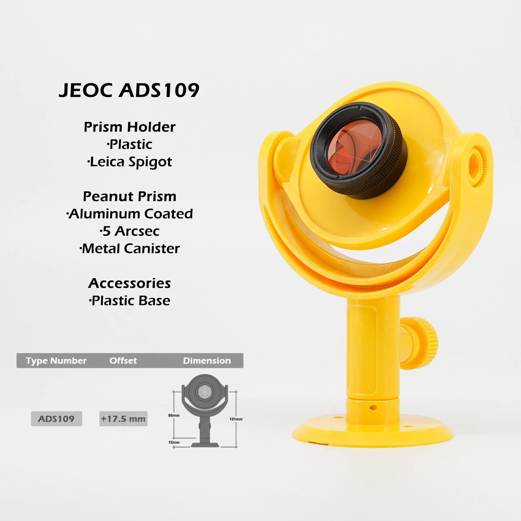 JEOC Mini Prism Reflector ADS109,46-MP-MON, Surveying Peanut For Leica Total Station, Surveying Accessories