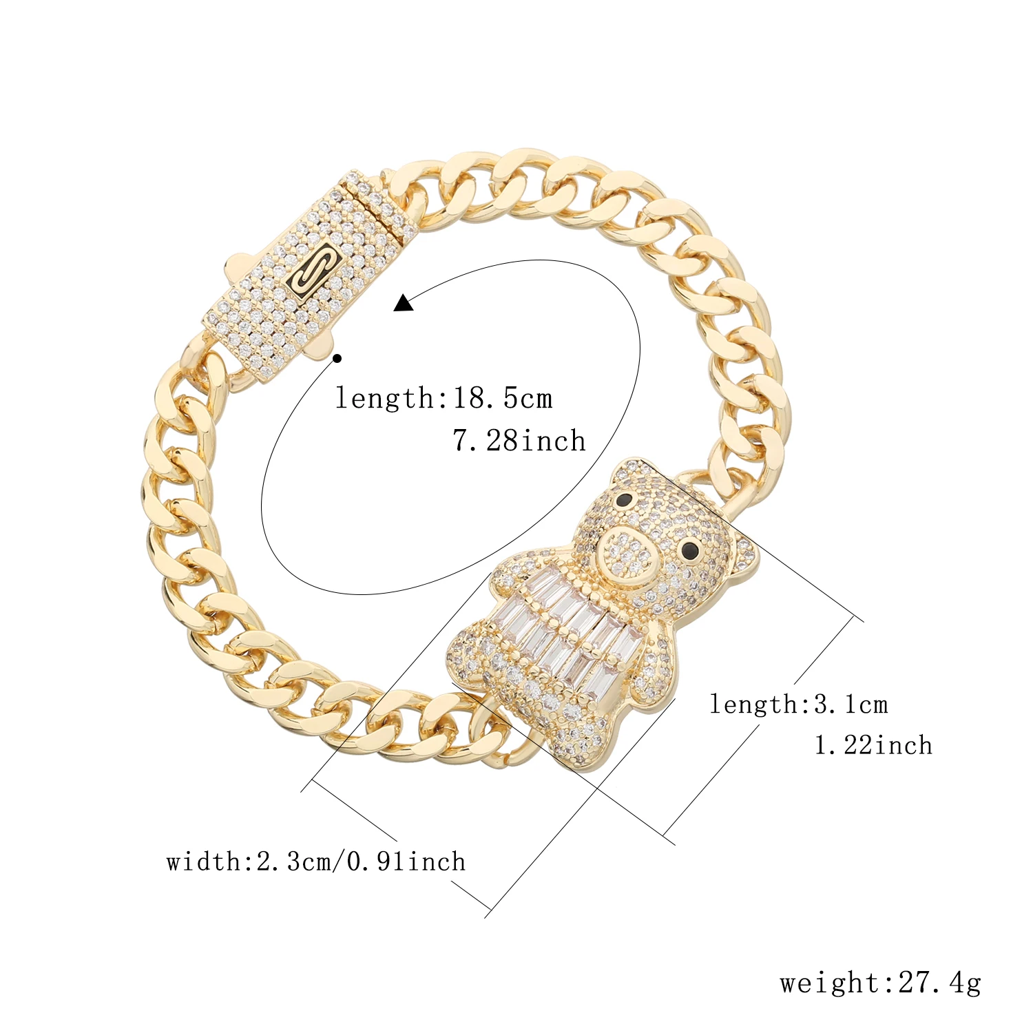 

Shiny zircon teddy bear bracelet Monaco chain ornaments girls jewelry shopping wholesale decorative hand jewelry③