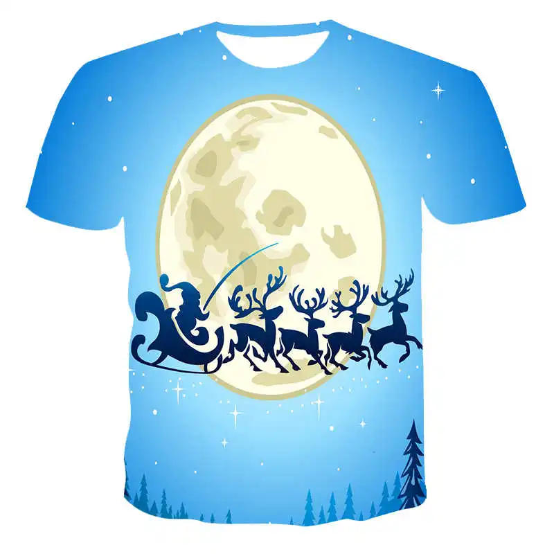 Kawaii Tshirts 3D Print Snowman święty mikołaj boże narodzenie lato T Shirt moda dla dzieci Casual chłopcy dziewczęta wokół szyi Tshirt topy