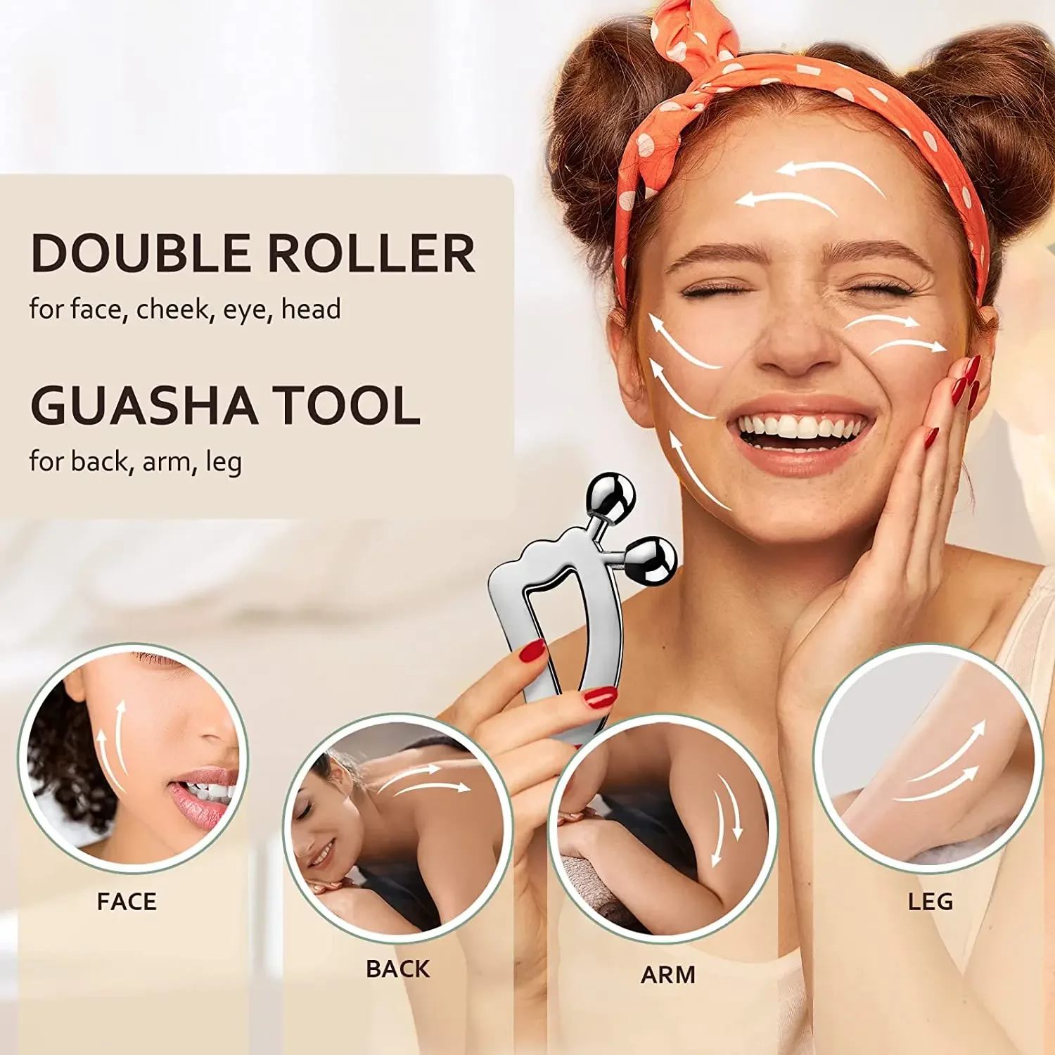3D Facial Roller & Gua Sha Tool Stainless Steel Massage Roller For Face Eyes Chin Lift Tightening Skin Sculpting Beauty Tools view 2