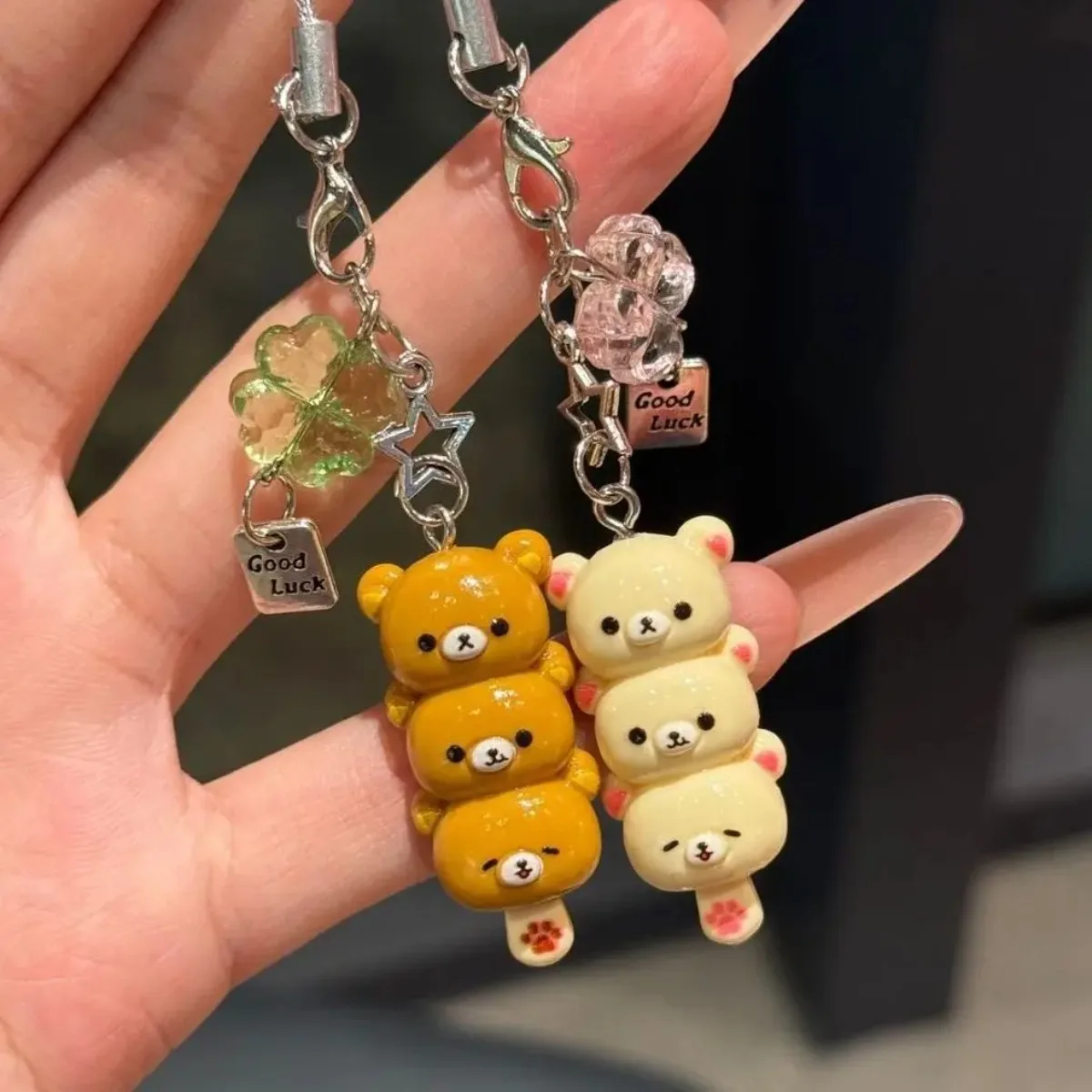 Pingente de Urso Fofo para Celular, Chaveiro Kawaii Anime, Acessórios para Chaves, Mochila, iPhone 17 Pro Max, Airpods, Ins