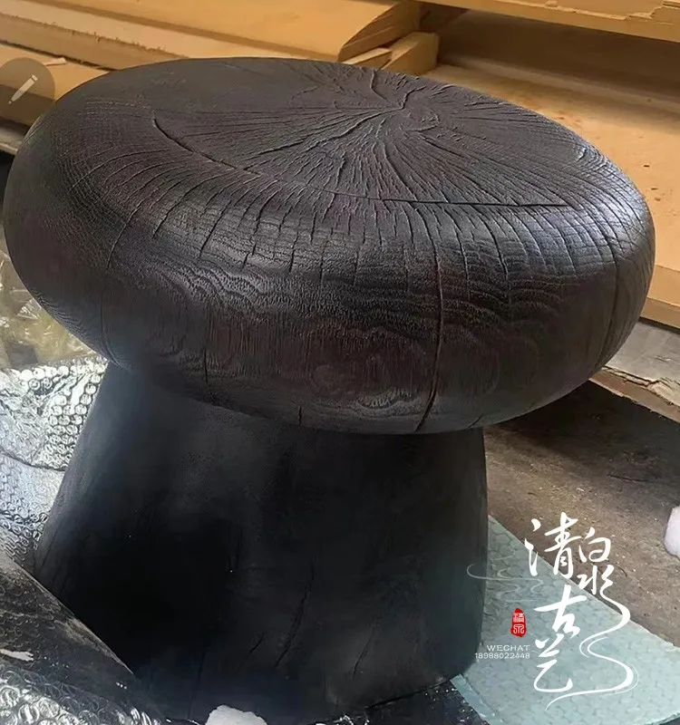 Log cogumelo fezes casa sapato fezes de madeira maciça casa redonda