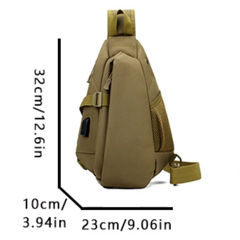 USB Charging Port Camouflage Tactical Single Bag Multi Functional Hiking Camping Outdoor Breathable Shoulder Strap Chest Bags